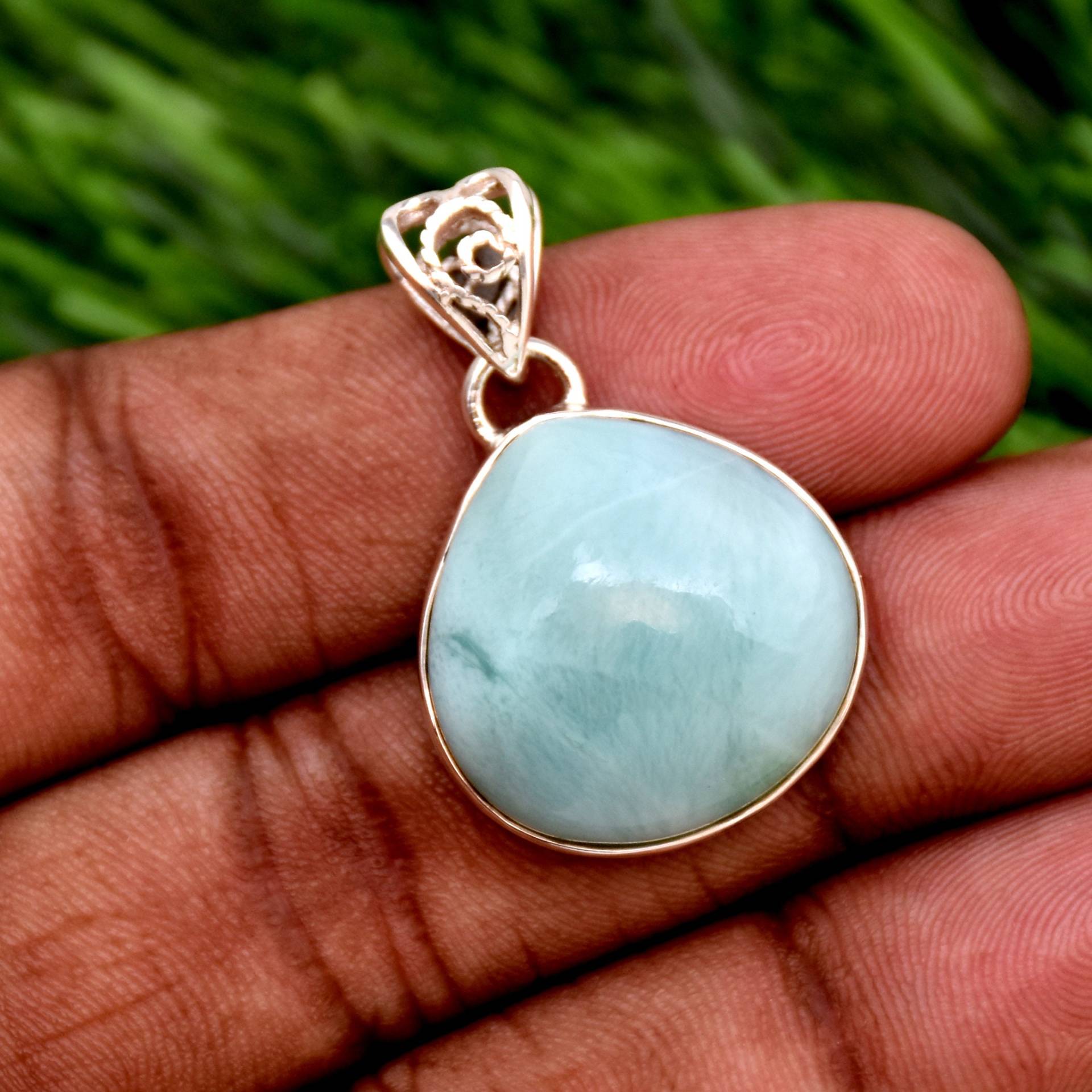 Natürlicher Larimar Anhänger, Handgemachter Mädchen Jahrestagsgeschenk, 925 Sterling Silber Edelstein Geschenk Für Sie von SasilverGems