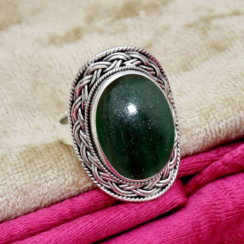 Nephrit Jade Ring, 925 Sterling Silber Handgemachter Schmuck, Jubiläumsring, Filigraner Grüner Frauen Schmuck von SasilverGems