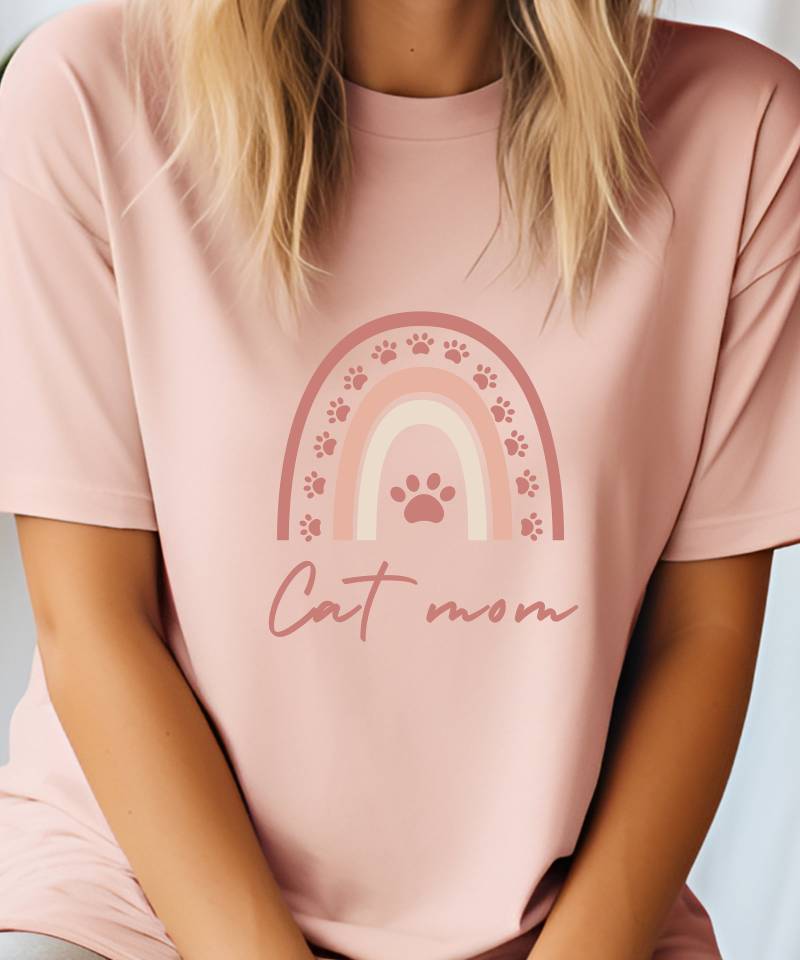 statement Shirt - Catsmom Regenbogen Pfoten Herz Tierliebe Katze Love Minimalistisch T-Shirt Tierlove Geschenk Trend Modisch Kätzchen von Saskialalamania