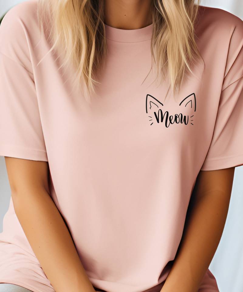 statement Shirt - Katze Meow Miau Tierliebe Love Minimalistisch T-Shirt Tierlove Geschenk Trend Modisch Kätzchen Katzen Ohren von Saskialalamania
