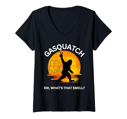 Damen Ew Gasquatch Lustiger Sasquatch Yeti Bigfoot Spruch T-Shirt mit V-Ausschnitt von Sasquatch Bigfoot Yeti Funny Sarcastic Saying