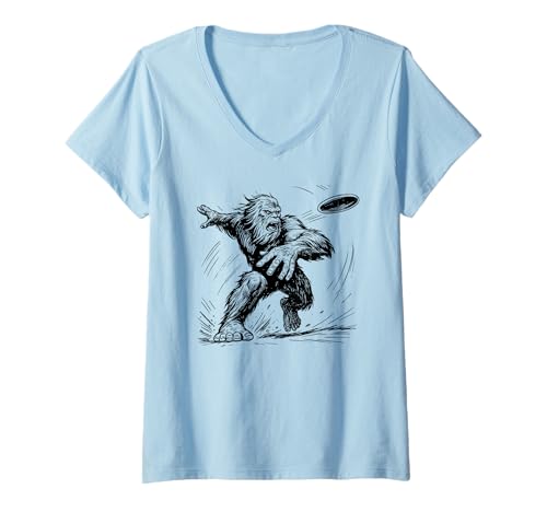 Damen Disc Golf Bigfoot Outdoor Disc Sasquatch T-Shirt mit V-Ausschnitt Damen Disc Golf Bigfoot Outdoor Disc Sasquatch T-Shirt mit V-Ausschnitt von Sasquatch Garage