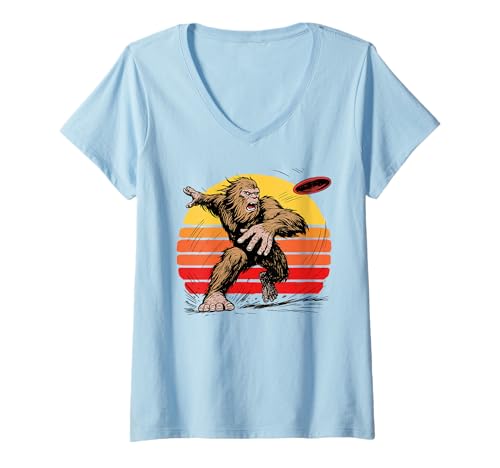 Damen Disc Golf Bigfoot Outdoor Disc Sasquatch T-Shirt mit V-Ausschnitt Damen Disc Golf Bigfoot Outdoor Disc Sasquatch T-Shirt mit V-Ausschnitt von Sasquatch Garage