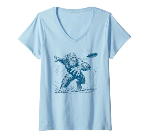 Damen Disc Golf Bigfoot Outdoor Disc Sasquatch T-Shirt mit V-Ausschnitt Damen Disc Golf Bigfoot Outdoor Disc Sasquatch T-Shirt mit V-Ausschnitt von Sasquatch Garage