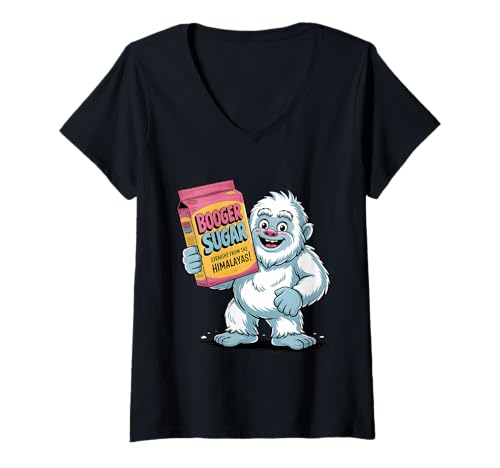 Damen Booger Sugar Sasquatch Yeti Nose Nachos Erwachsene Meme Big-Foot T-Shirt mit V-Ausschnitt Damen Booger Sugar Sasquatch Yeti Nose Nachos Erwachsene Meme Big-Foot T-Shirt mit V-Ausschnitt von Sasquatch Yeti Bigfoot Apparel Yeti Stuff Yeti Tee