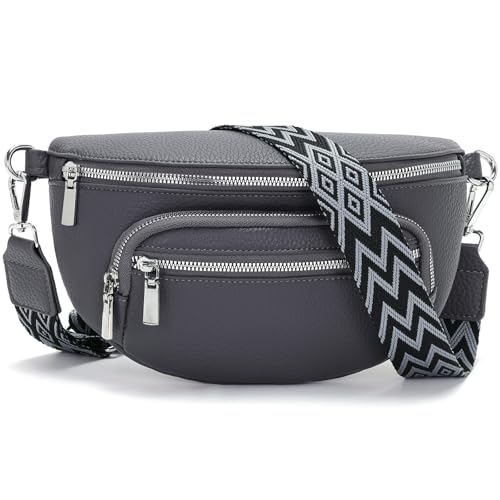 Sasrymnl kleine bauchtasche damen Dunkelgrau umhängetasche damen klein gürteltasche Veganes Leder brusttasche handtasche crossbody bag von Sasrymnl