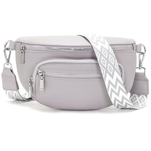 Sasrymnl kleine bauchtasche damen Hellgrau umhängetasche damen klein gürteltasche Veganes Leder brusttasche handtasche crossbody bag von Sasrymnl