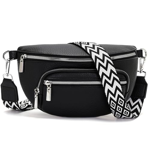 Sasrymnl kleine bauchtasche damen Schwarz umhängetasche damen klein gürteltasche Veganes Leder brusttasche handtasche crossbody bag von Sasrymnl