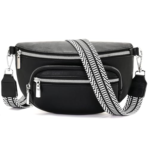 Sasrymnl kleine bauchtasche damen schwarz gürteltasche damen klein umhängetasche Veganes Leder handtasche crossbody bag brusttasche von Sasrymnl