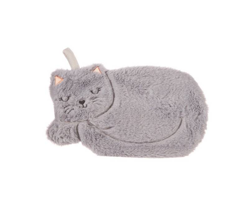 Sass & Belle Wärmflasche Katze, (Bezug grau, Kätzchen, Bettflasche, 2-tlg., ca. 20 x 30 cm), mit gemütlichen Vibes, perfekt für abendliches Kuscheln von Sass & Belle