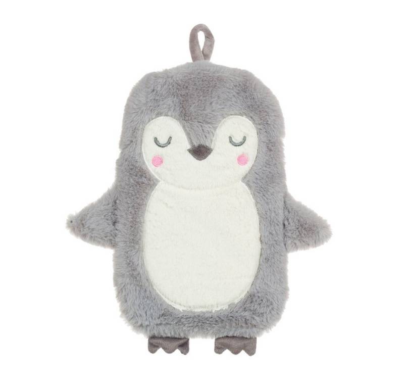 Sass & Belle Wärmflasche mit Pinguin Bezug, (Bettflasche, ca. 20 x 30 cm, 1-tlg., Grau), perfekt für abendliches Kuscheln von Sass & Belle