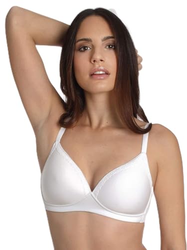 Sassa Damen Bügelloser weicher BH gestreift Serie 18342, Weiss/opulenter Garten, 75A von Sassa