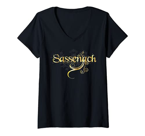 Damen Sassenach Libelle Schottisches Geschenk | Golden T-Shirt mit V-Ausschnitt Damen Sassenach Libelle Schottisches Geschenk | Golden T-Shirt mit V-Ausschnitt von Sassenach Gifts & Apparel