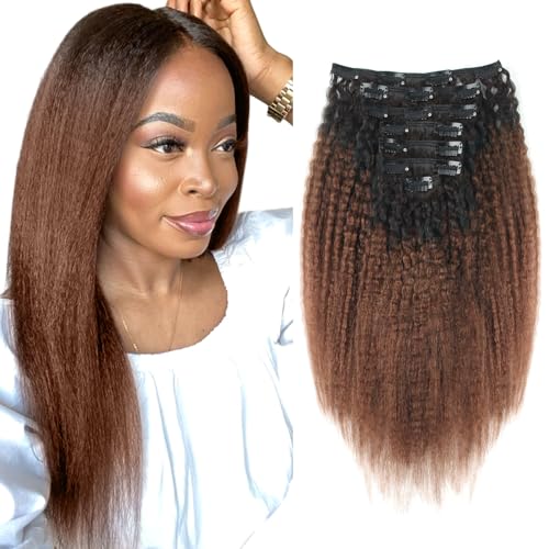 Sassina Haarverlängerung, 7 Stück, glatt, Yaki, zum Anklipsen, für schwarze Frauen, natürliches Schwarz bis Dunkelbraun, 120 g, 7 Stück, 45,7 cm Sassina Haarverlängerung, 7 Stück, glatt, Yaki, zum Anklipsen, für schwarze Frauen, natürliches Schwarz bis Dunkelbraun, 120 g, 7 Stück, 45,7 cm von Sassina
