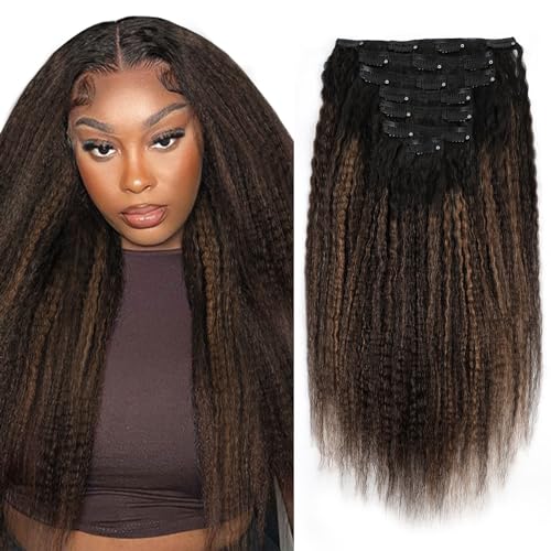 Sassina Kinky Haarverlängerungen zum Anklippen für schwarze Frauen, 35,6 cm dick, Clip-in-Haarverlängerungen für den gesamten Kopf, natürliches Schwarz bis Schokoladenbraun, 7 Stück, 120 g, #T1B/1BP4 Sassina Kinky Haarverlängerungen zum Anklippen für schwarze Frauen, 35,6 cm dick, Clip-in-Haarverlängerungen für den gesamten Kopf, natürliches Schwarz bis Schokoladenbraun, 7 Stück, 120 g, #T1B/1BP4 von Sassina