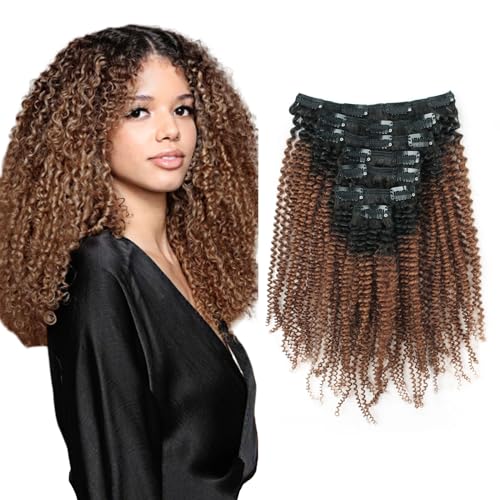 Sassina Remi Haarverlängerung, Afro, lockig, 3C, 4A, für schwarze Frauen, zweifarbig, natürliches Schwarz, gebleicht mit Ingwer, 120 g, 7 Stück pro Packung mit 17 Clips AC TN30, 30,5 cm Sassina Remi Haarverlängerung, Afro, lockig, 3C, 4A, für schwarze Frauen, zweifarbig, natürliches Schwarz, gebleicht mit Ingwer, 120 g, 7 Stück pro Packung mit 17 Clips AC TN30, 30,5 cm von Sassina