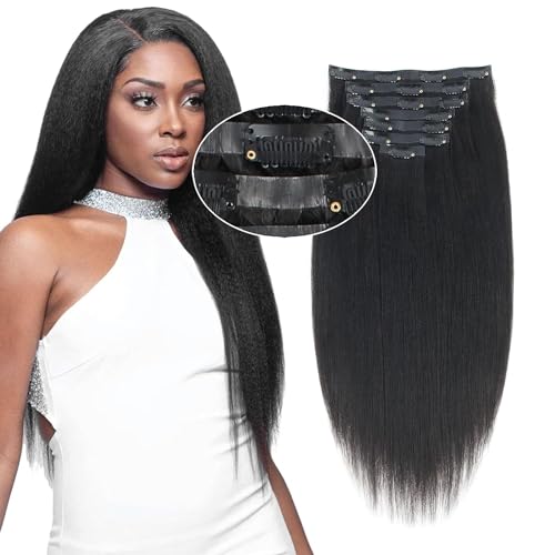 Sassina Seamless Clip in Extensions Remy Yaki Echthaar Haarverlängerung Clip in Extensions für schwarze Frauen Natur Schwarz von Sassina