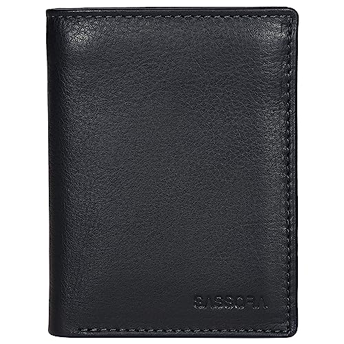 Sassora Echtes Leder Medium Bifold Notecase, Schwarz, M, Casual von Sassora