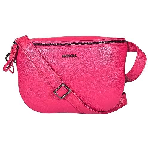 Sassora Hochwertige Premium Leder Damen Hüfttasche, Pink, M, Reisezubehör von Sassora