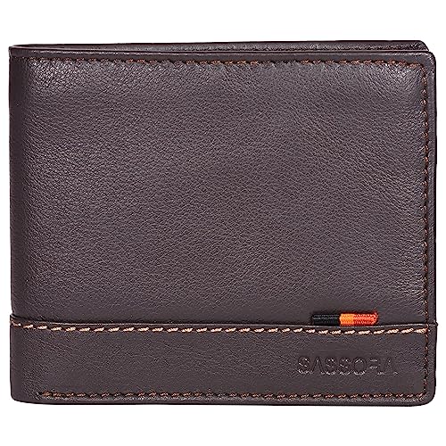 Sassora Pure Leather Medium Unisex Geldbörse, Braun, M, Klassisch von Sassora