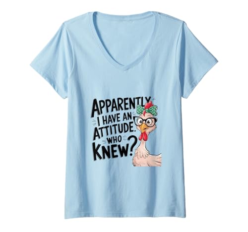 Damen Apparel with Attitude Huhn Funny Farm Lover T-Shirt mit V-Ausschnitt Damen Apparel with Attitude Huhn Funny Farm Lover T-Shirt mit V-Ausschnitt von Sassy Chicken Vibes Funny Cartoon