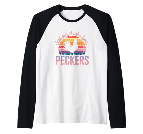 Just a Girl Who Loves Peckers - Lustige Huhn-Silhouette Raglan Just a Girl Who Loves Peckers - Lustige Huhn-Silhouette Raglan von Sassy Coop Threads