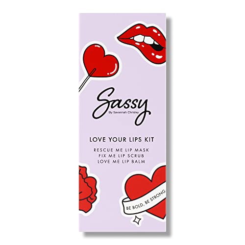 Sassy by Savannah Chrisley Love Your Lips Kit - Contains Mask, Balm, and Lip Scrub - Reveals Luscious, Smoother Skin - Adds Pop of Color - Enhances Your Pout for Healthy Appearance - 3 pc von Sassy by Savannah Chrisley