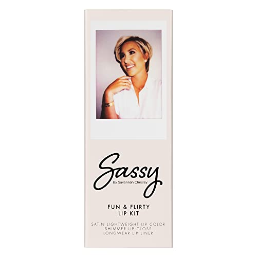 Sassy by Savannah Chrisley Signature Lip Kit - Contains Lip Color, Gloss, and Liner - Pigmented, Satin, Lightweight, Shimmering Formulas Adds Definition to Lips - Fun and Flirty - 3 pc von Sassy by Savannah Chrisley