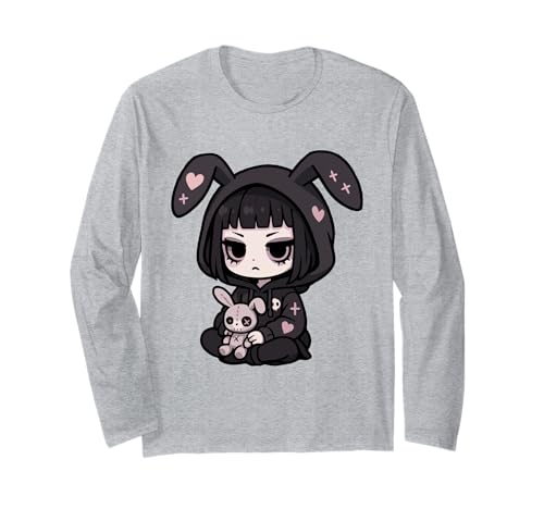 E-Girl Cute Goth Bunny Anime Gothic Kawaii Gruselige Ästhetik Langarmshirt E-Girl Cute Goth Bunny Anime Gothic Kawaii Gruselige Ästhetik Langarmshirt von Sassy & Spooky
