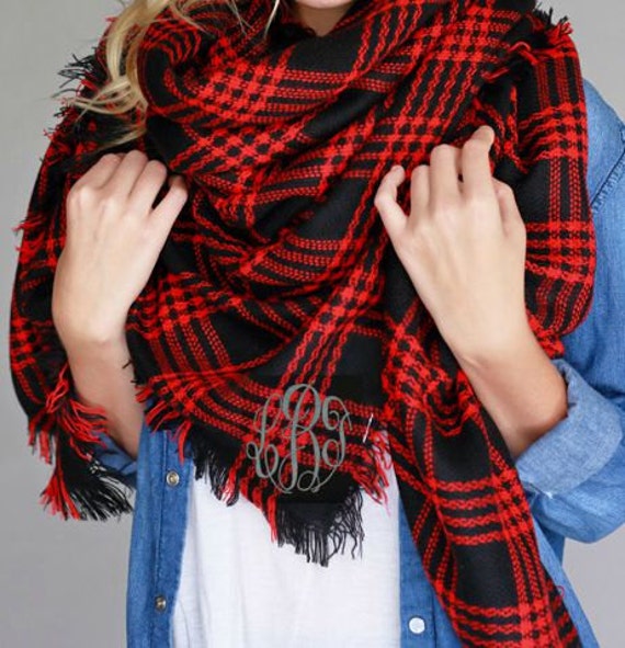 Monogrammiertes Kuscheltuch Büffel Kariert von SassyBlossom