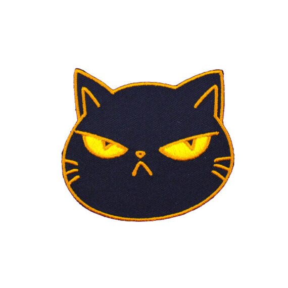 Angry &grumpy Black Cat Negini Niedliche Katze Bügeln Aufnäher Stickapplique Patch von SassyKittyPins