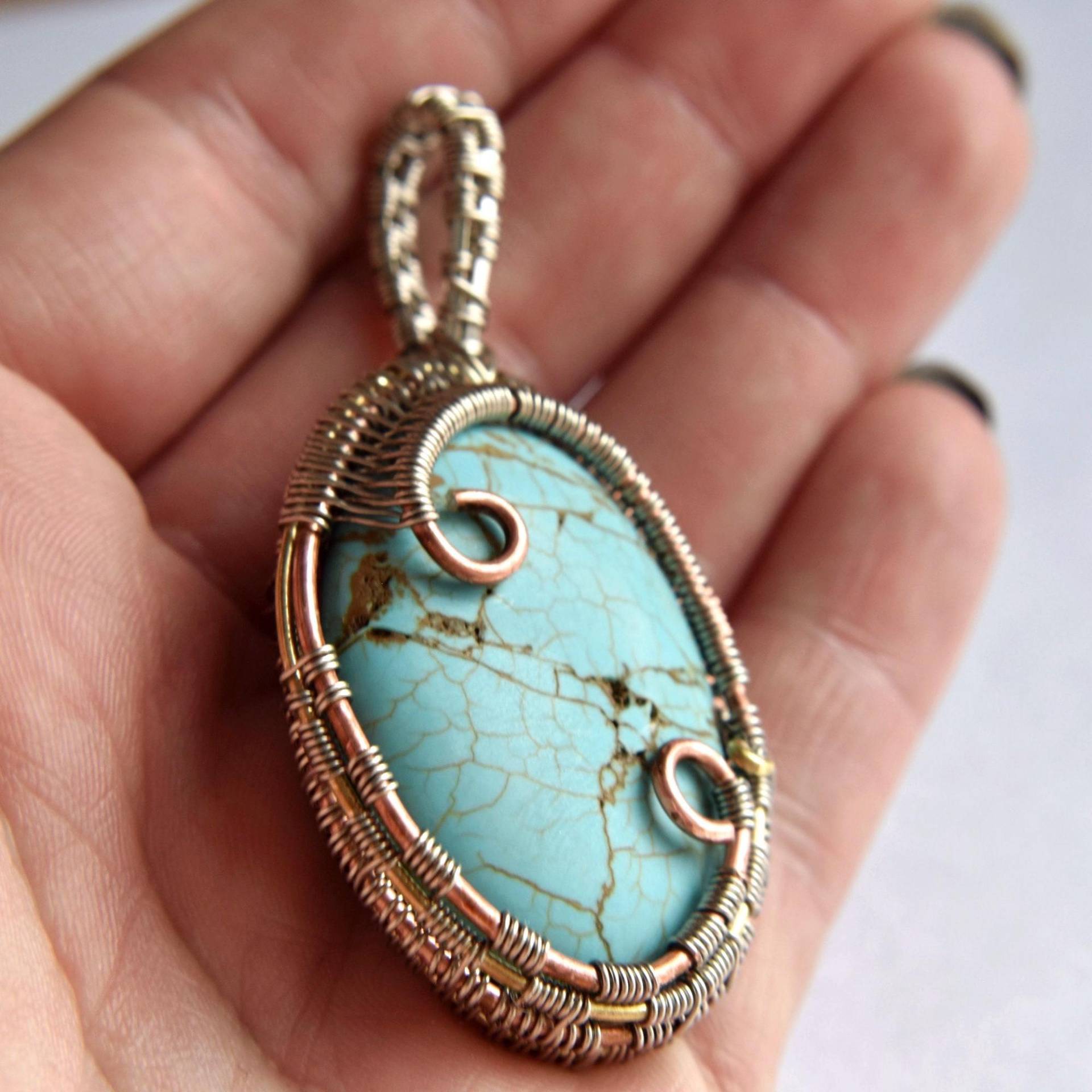 Türkis Howlith Kupfer Wire Wrap Halskette Boho Heilstein Schmuck Türkis Howlith Kupfer Wire Wrap Halskette Boho Heilstein Schmuck von SassyKraftsCo