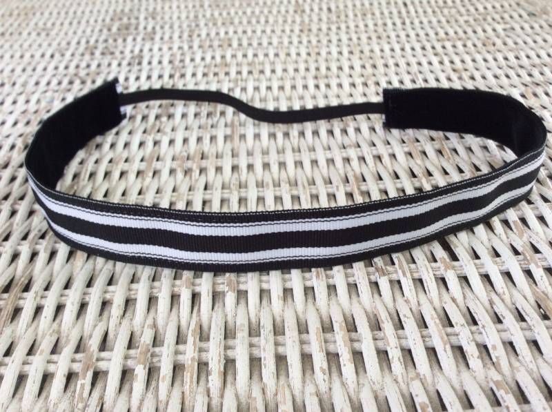 Schwarz Weiß Gestreiftes Stirnband - Sport Für Damen Mädchen Rutschfeste Haarbänder von Sassygirlheadbands