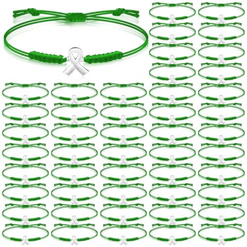 Sasylvia 20/50 Stück Armband für psychische Gesundheit, grünes Band, verstellbar, grünes Band, Armbänder, Unisex, für Männer und Frauen, psychische Gesundheit, Monatsgeschenke für Männer und Frauen Sasylvia 20/50 Stück Armband für psychische Gesundheit, grünes Band, verstellbar, grünes Band, Armbänder, Unisex, für Männer und Frauen, psychische Gesundheit, Monatsgeschenke für Männer und Frauen von Sasylvia