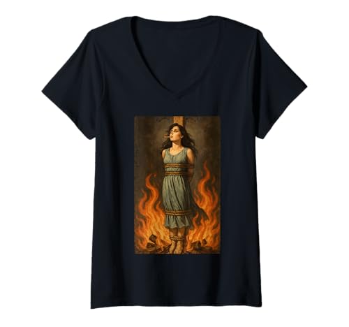 Damen Witch Lighting Cigarette with Flames Occult Unholy Funny T-Shirt mit V-Ausschnitt Damen Witch Lighting Cigarette with Flames Occult Unholy Funny T-Shirt mit V-Ausschnitt von Satan Devil Hell Wiccan Unholy Witchcraft Gothic