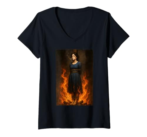 Damen Witch Lighting Cigarette with Flames Occult Unholy Funny T-Shirt mit V-Ausschnitt Damen Witch Lighting Cigarette with Flames Occult Unholy Funny T-Shirt mit V-Ausschnitt von Satan Devil Hell Wiccan Unholy Witchcraft Gothic