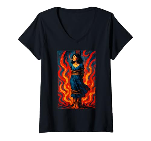 Damen Witch Lighting Cigarette with Flames Occult Unholy Funny T-Shirt mit V-Ausschnitt Damen Witch Lighting Cigarette with Flames Occult Unholy Funny T-Shirt mit V-Ausschnitt von Satan Devil Hell Wiccan Unholy Witchcraft Gothic