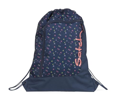 Satch Sportbeutel Turnbeutel für Mädchen und Jungen mit Reißverschlussfach, 12 Liter, Rucksack fixierbar Funky Friday - Dunkelblau von Satch