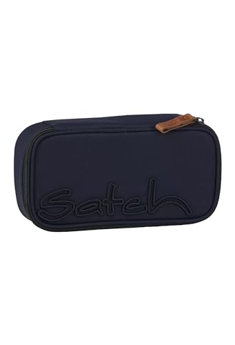 Satch Schlamperbox extra groß inkl. Trennfach Reißverschlussfach Stiftehalter Geodreieck Sichtfenster für Stundenplan Nordic Blue - Blau von Satch