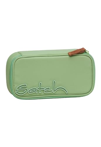 Satch Schlamperbox extra groß inkl. Trennfach Reißverschlussfach Stiftehalter Geodreieck Sichtfenster für Stundenplan Nordic Jade Green - Hellgrün von Satch