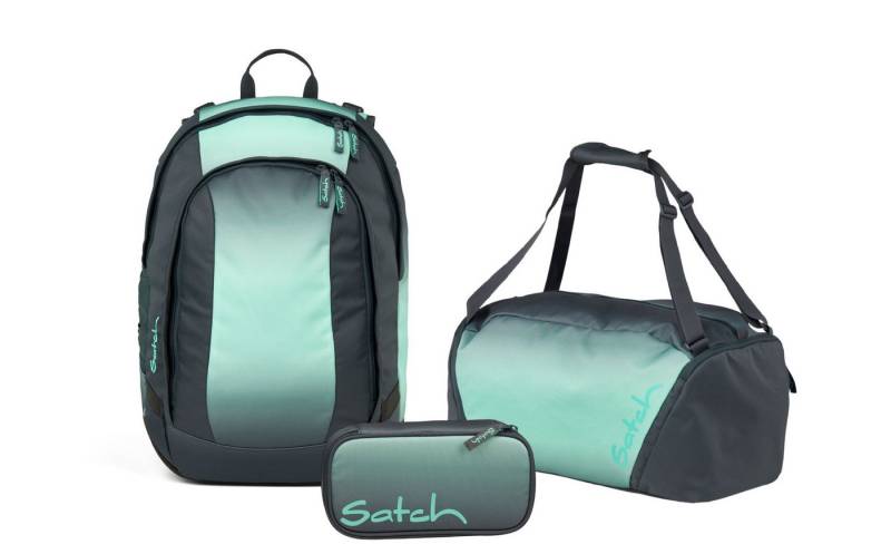 Satch Schulranzen Schulrucksack-Set AIR Gradient Mint 3-teilig, Kollektion 2025 (33-teilig), Schulranzen, ergonomisch, Laptop-Fach, Your-Size-System von Satch