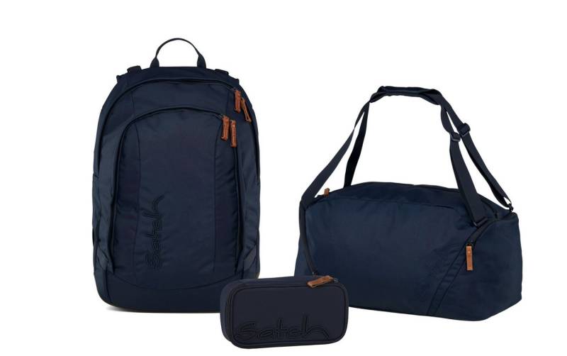 Satch Schulranzen Schulrucksack-Set AIR Nordic Blue 3-teilig, Kollektion 2025 (3-teilig), Schulranzen, ergonomisch, Laptop-Fach, Your-Size-System von Satch