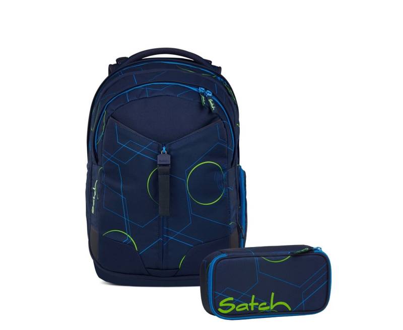 Satch Schulranzen Schulrucksack-Set MATCH Blue Tech 2-teilig, Kollektion 2025 (2-teilig), Schulranzen, ergonomisch, 30 + 5 Liter von Satch