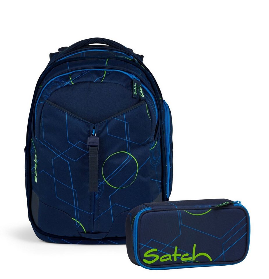 Satch Schulranzen Schulrucksack-Set MATCH Blue Tech 2-teilig (2-teilig), Laptop-Fach, Your-Size-System, Schulranzen von Satch