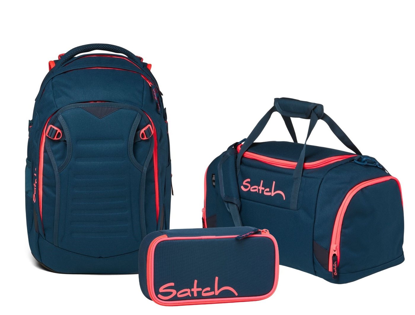 Satch Schulranzen Schulrucksack-Set MATCH Pink Phantom 3-teilig (3-teilig), Laptop-Fach, Your-Size-System, Schulranzen von Satch