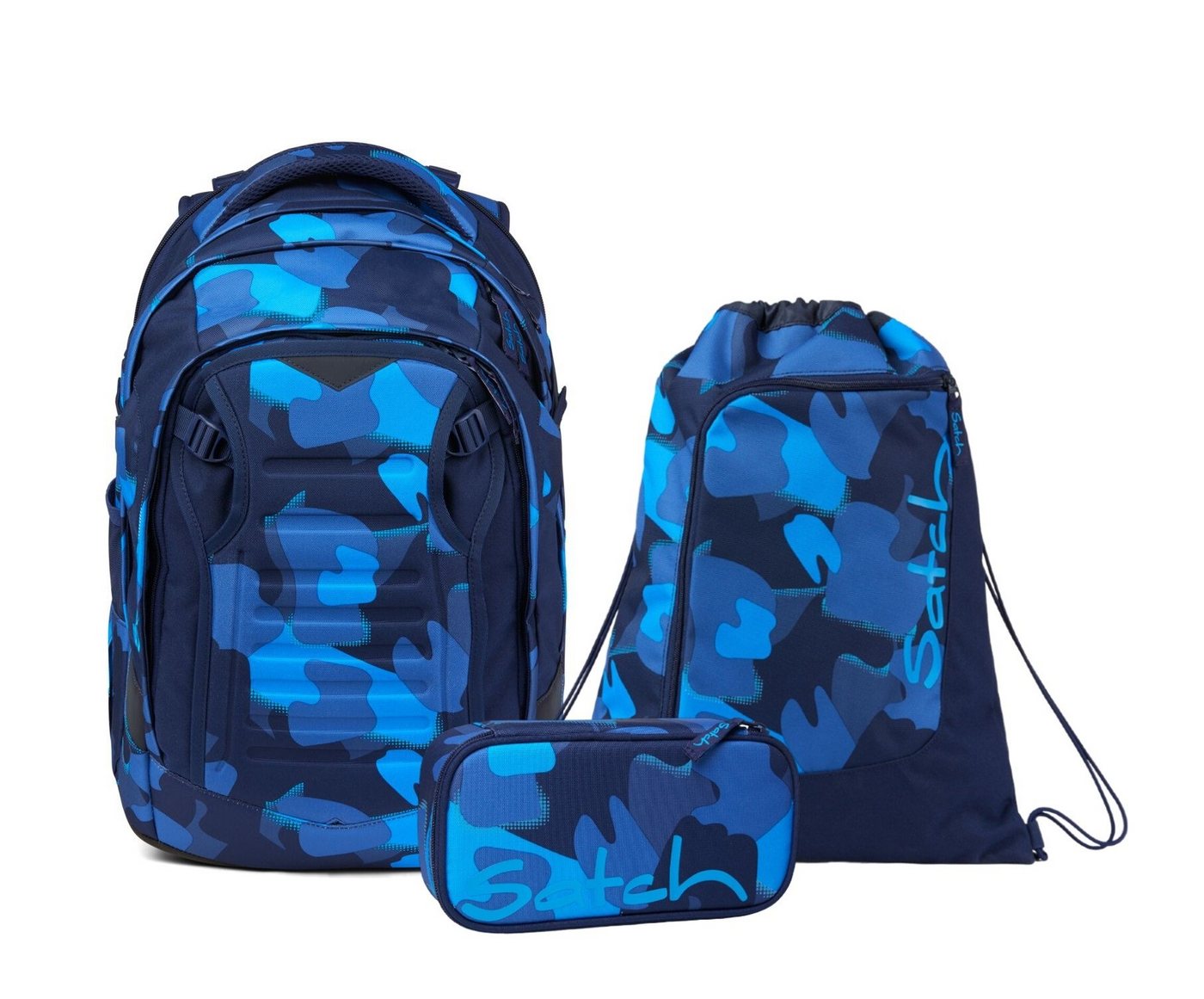 Satch Schulranzen Schulrucksack-Set MATCH + Mäppchen + Sportbeutel (Schulrucksack, Mäppchen, Sportbeutel), Laptop-Fach, Your-Size-System, Schulranzen von Satch