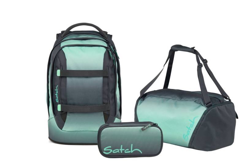 Satch Schulranzen Schulrucksack-Set PACK Gradient Mint 3-teilig (3-teilig), ergonomisch, Your-Size-System: auf Körpergröße anpassbar von Satch