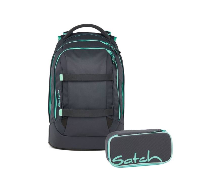 Satch Schulranzen Schulrucksack-Set PACK Mint Phantom 2-teilig, Kollektion 2025 (2-teilig), ergonomisch, Your-Size-System: auf Körpergröße anpassbar von Satch