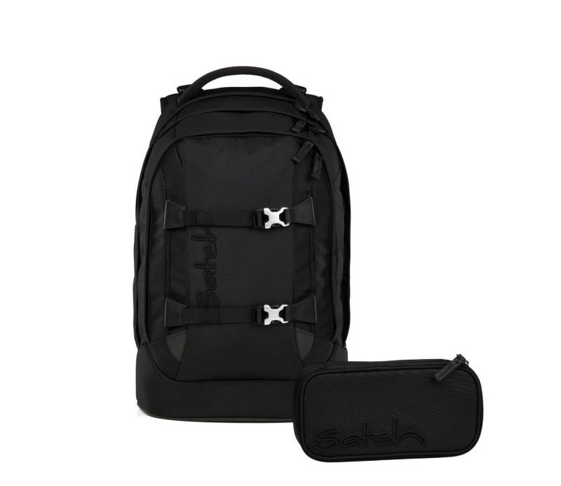 Satch Schulranzen Schulrucksack-Set PACK Nordic Black 2-teilig (2-teilig), ergonomisch, Your-Size-System: auf Körpergröße anpassbar von Satch