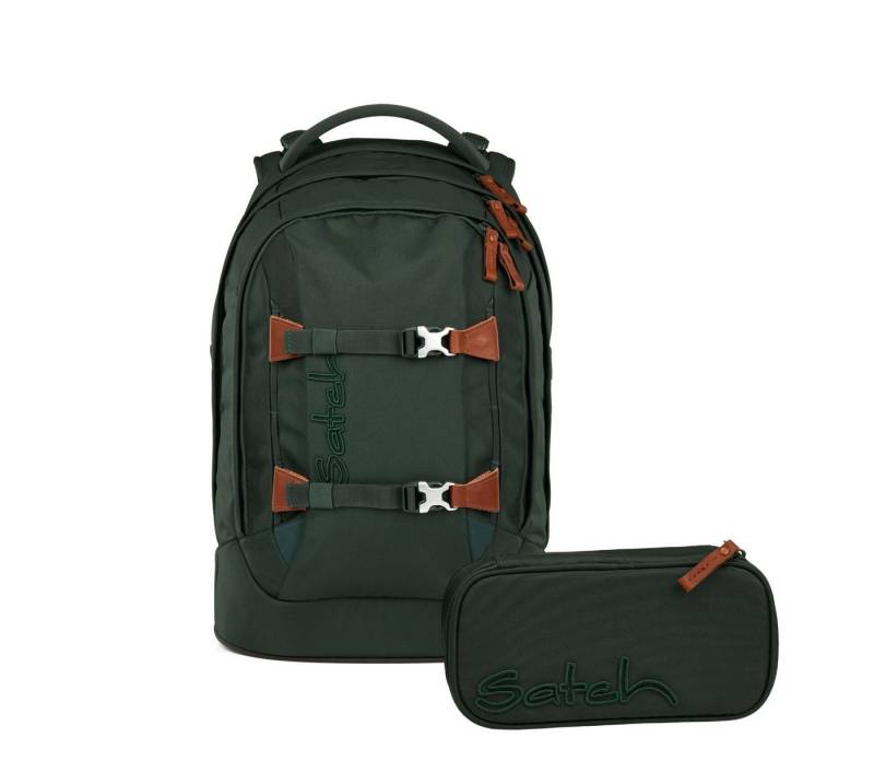 Satch Schulranzen Schulrucksack-Set PACK Nordic Forest Green 2-teilig, Kollektion 2025 (2-teilig), ergonomisch, Your-Size-System: auf Körpergröße anpassbar von Satch